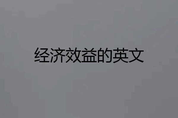 经济效益的英文