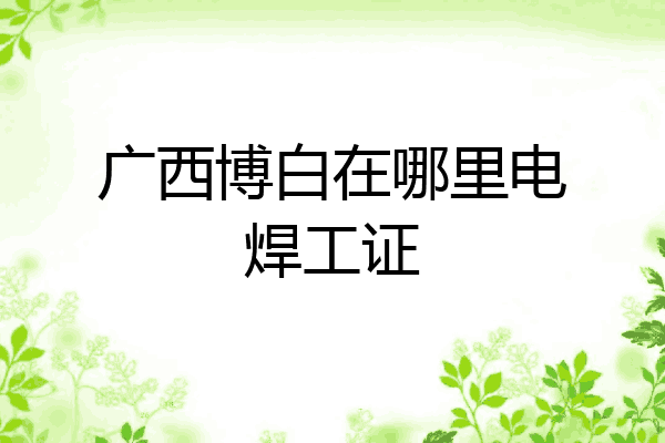 广西博白在哪里电焊工证