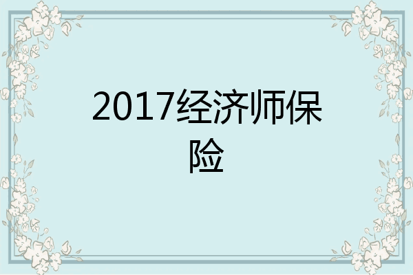 2017经济师保险