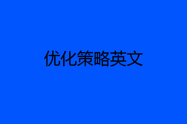 优化策略英文