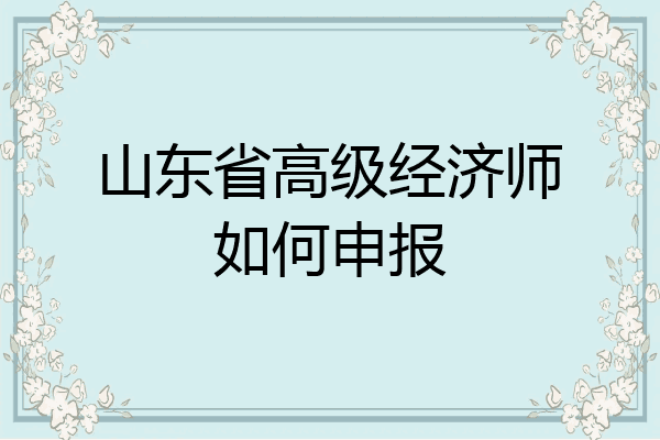山东省高级经济师如何申报