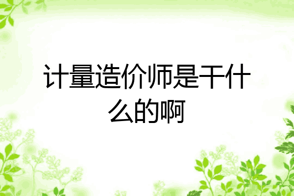计量造价师是干什么的啊