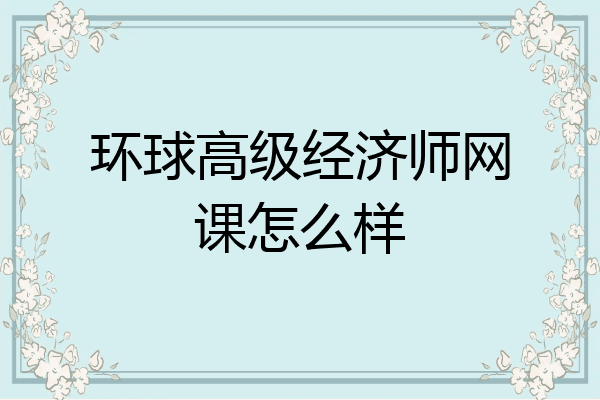 环球高级经济师网课怎么样