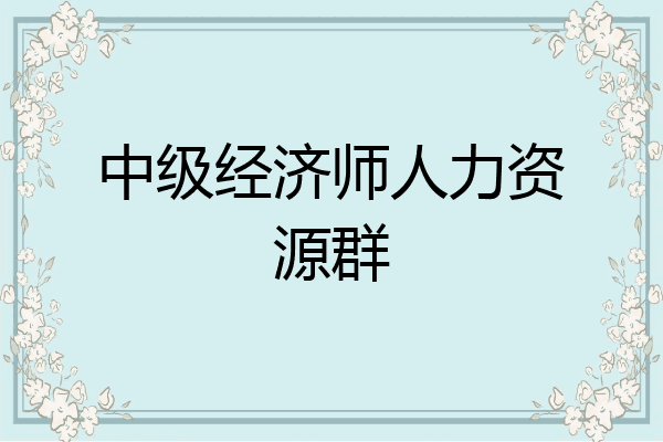 中级经济师人力资源群
