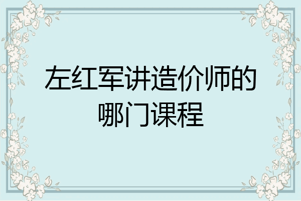 左红军讲造价师的哪门课程