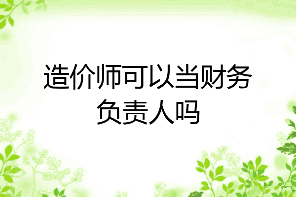 造价师可以当财务负责人吗