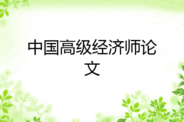 中国高级经济师论文