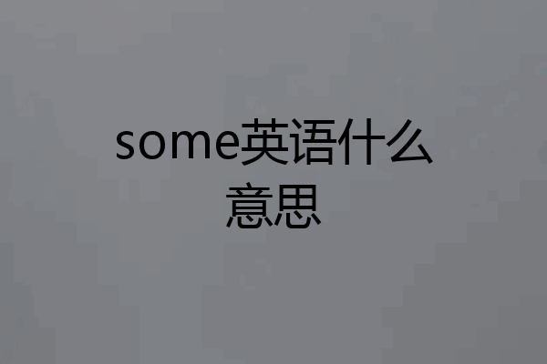 some英语什么意思