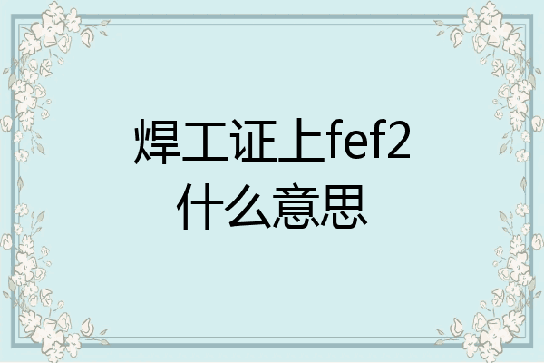 焊工证上fef2什么意思
