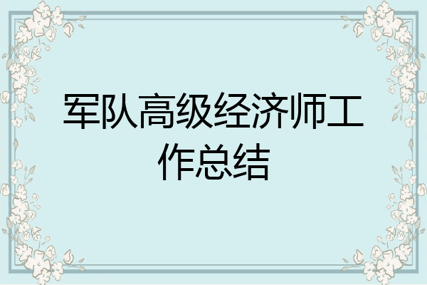 军队高级经济师工作总结