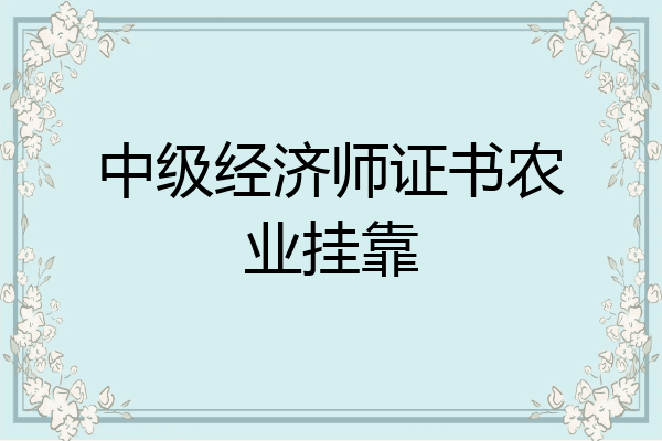 中级经济师证书农业挂靠