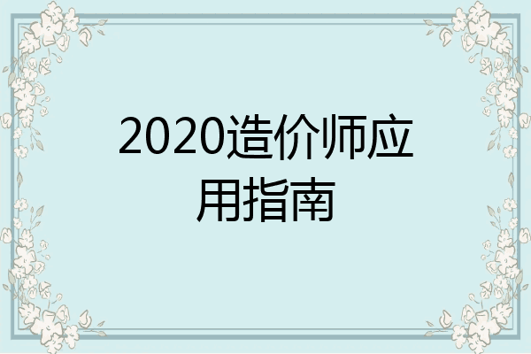 2020造价师应用指南