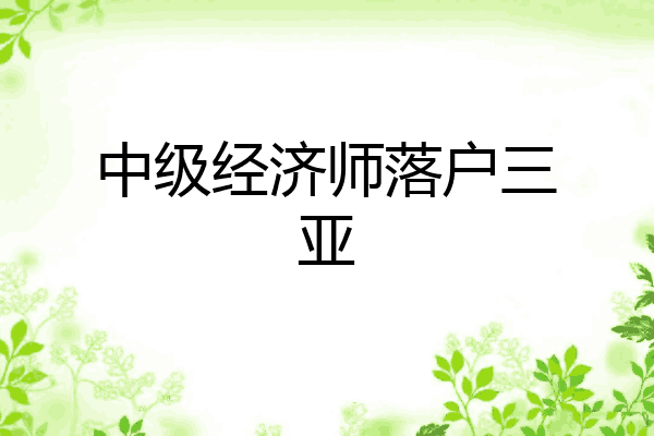 中级经济师落户三亚