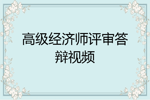 高级经济师评审答辩视频