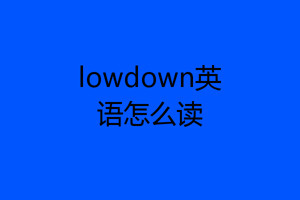 lowdown英语怎么读