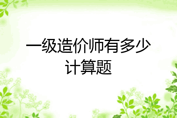 一级造价师有多少计算题