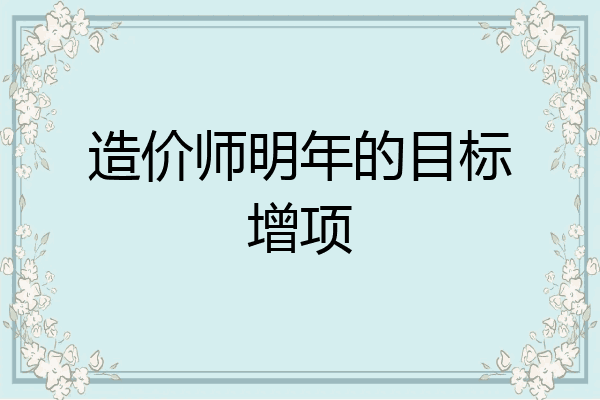 造价师明年的目标增项