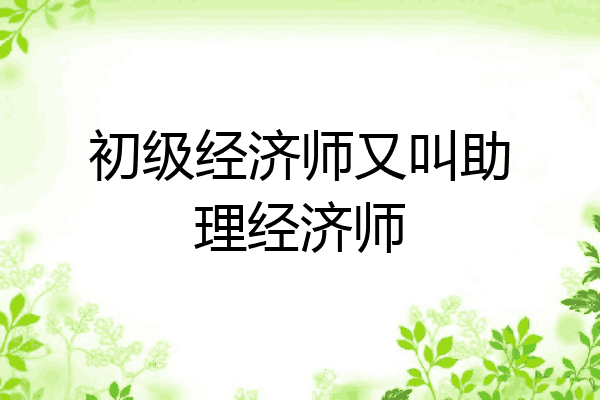 初级经济师又叫助理经济师