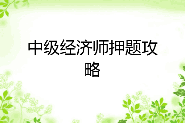 中级经济师押题攻略