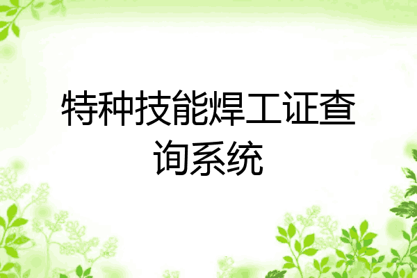 特种技能焊工证查询系统