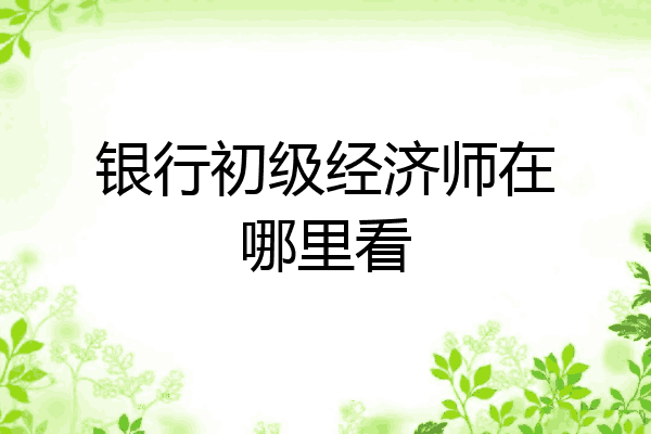 银行初级经济师在哪里看