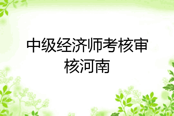 中级经济师考核审核河南
