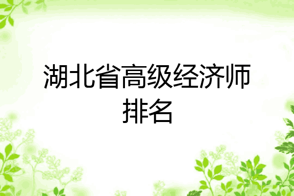 湖北省高级经济师排名
