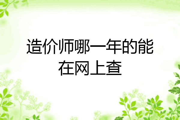 造价师哪一年的能在网上查