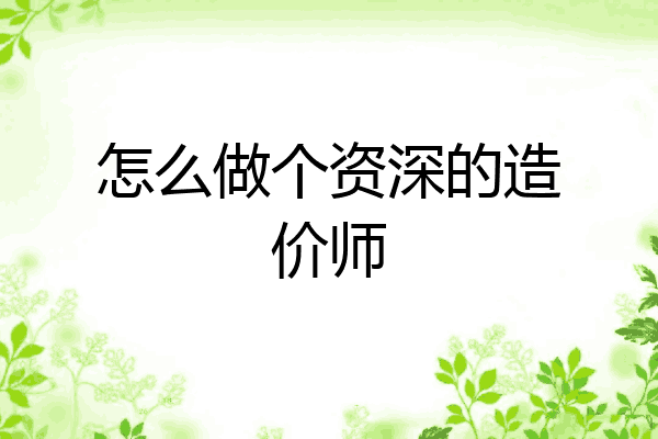 怎么做个资深的造价师