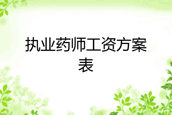 执业药师工资方案表
