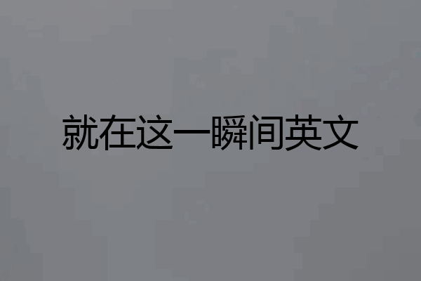 就在这一瞬间英文