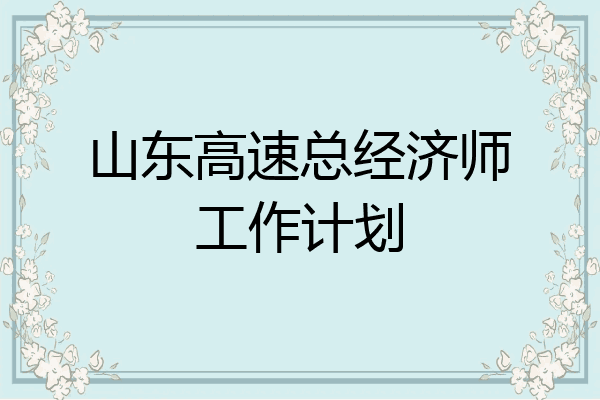 山东高速总经济师工作计划