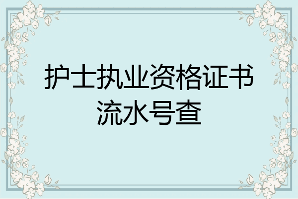 护士执业资格证书流水号查