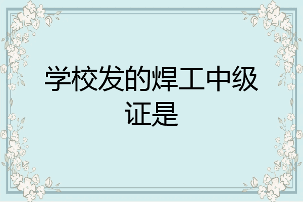 学校发的焊工中级证是