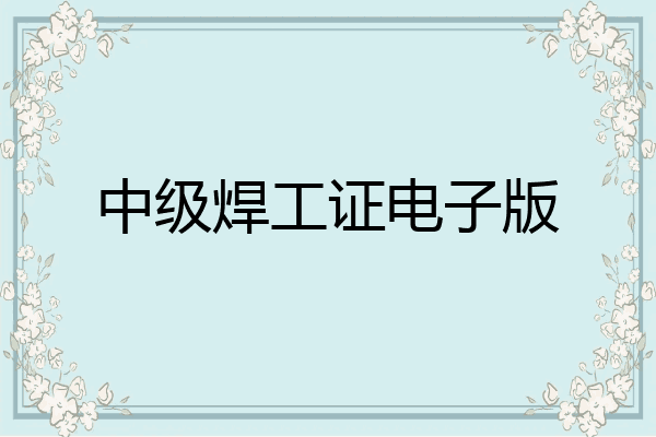 中级焊工证电子版