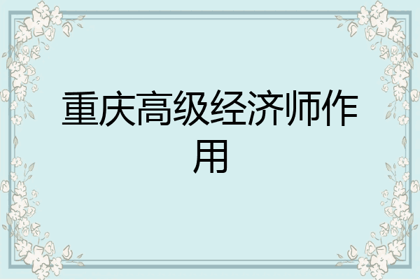 重庆高级经济师作用
