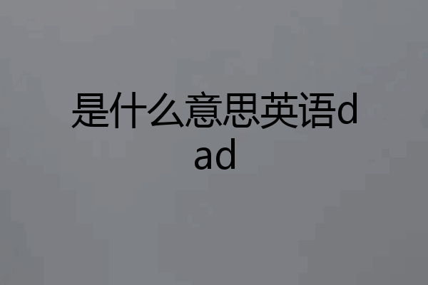 是什么意思英语dad