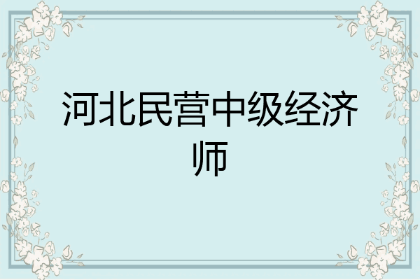 河北民营中级经济师