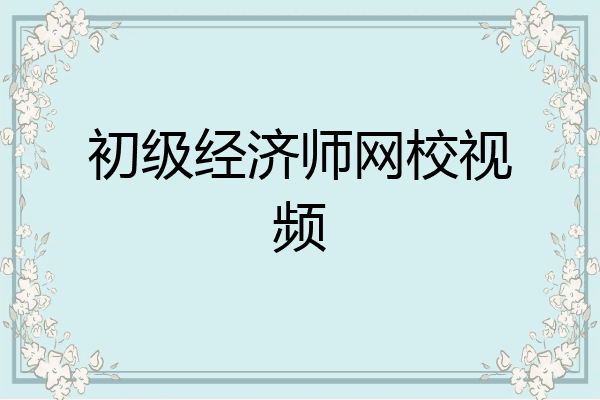 初级经济师网校视频