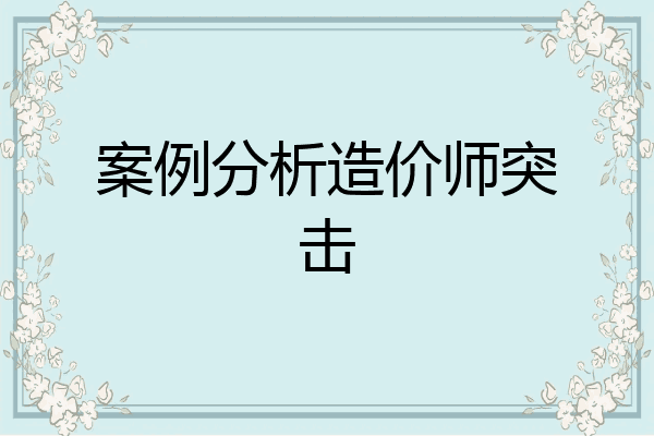 案例分析造价师突击