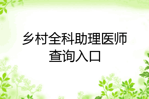 乡村全科助理医师查询入口