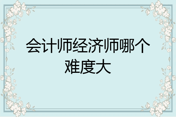 会计师经济师哪个难度大