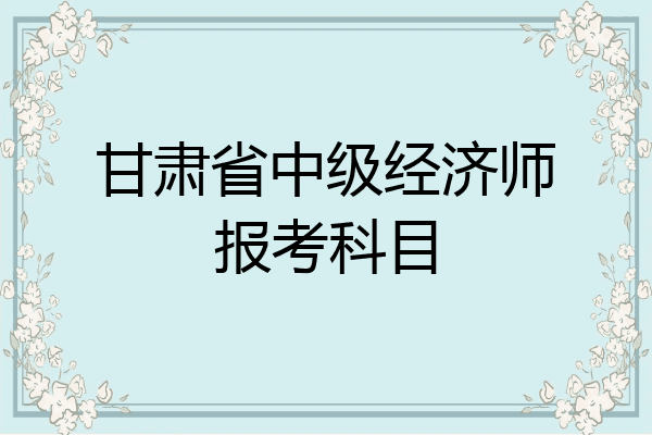 甘肃省中级经济师报考科目