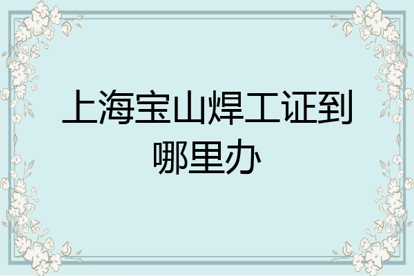 上海宝山焊工证到哪里办