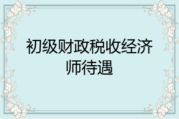 初级财政税收经济师待遇
