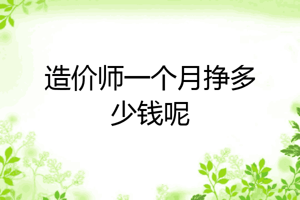 造价师一个月挣多少钱呢