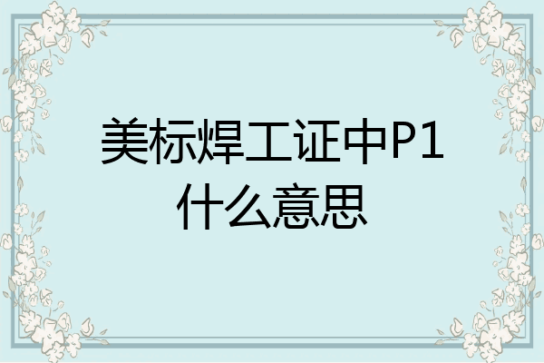 美标焊工证中P1什么意思
