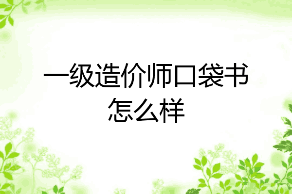 一级造价师口袋书怎么样