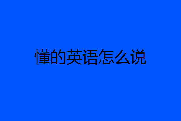 懂的英语怎么说
