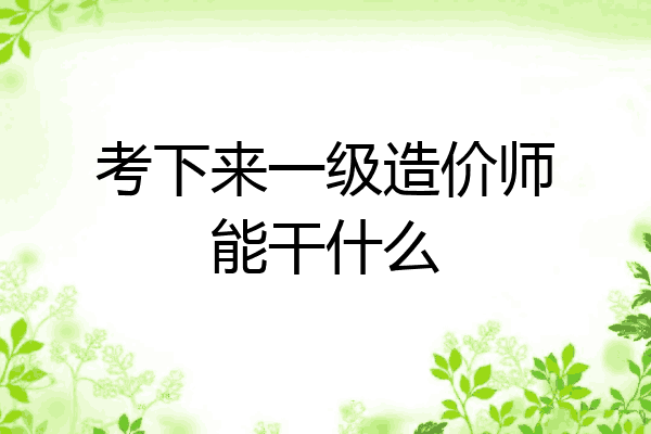 考下来一级造价师能干什么